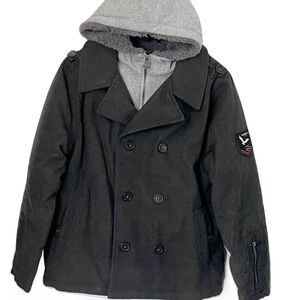 Hawke & Co Outfitters Hooded Peacoat Jacket – Gray/Black | Size 14/16